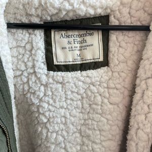 Abercrombie Army Green Jacket with Sherpa Lining